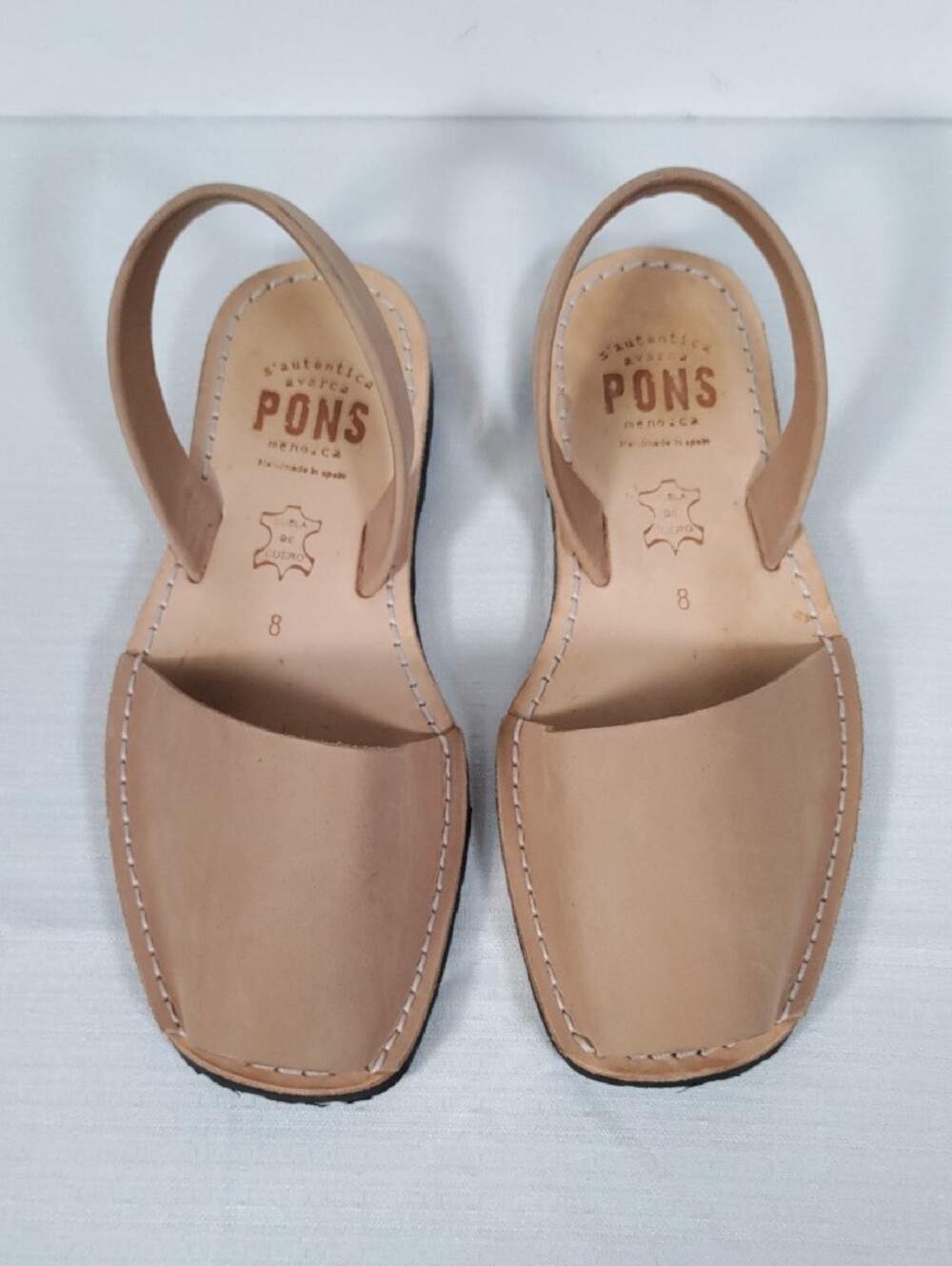 H209 Pons Tan Leather Slingback Sandals 8